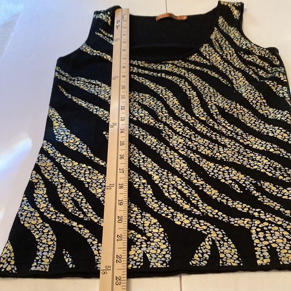 Belldini Top Knit Black Gold Pewter Sleeveless Layering Tank Top - Picture 11 of 12